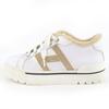 Great HERMES Low cut sneakers Dare H logo design mouton leather White beige 38 Used