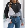 Autumn and Winter Women's Casual Flat Knit Crash Twist Knit Long Sleeve Pullover Sweater