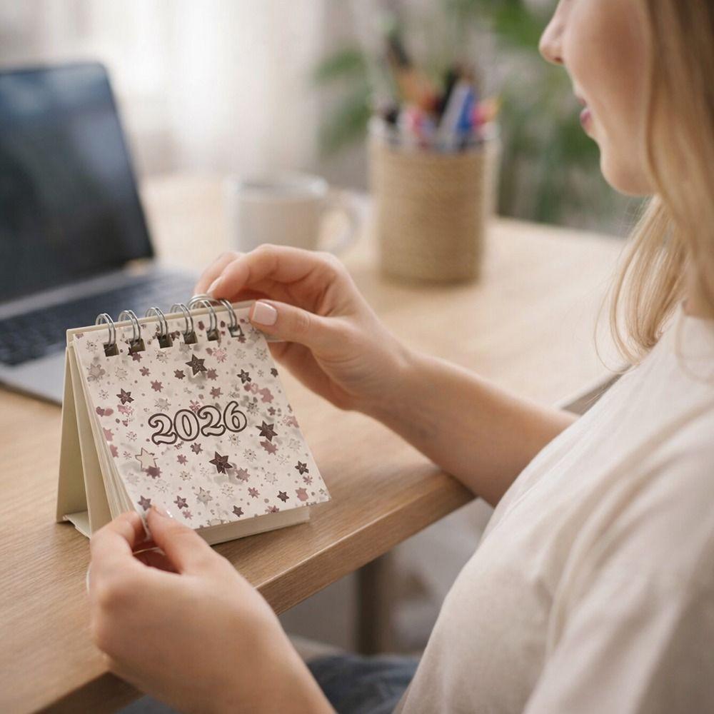 Mini Desktop Calendar Coil Binding Schedule Planner Cute 2026 Desk Calendar Office School Supplies