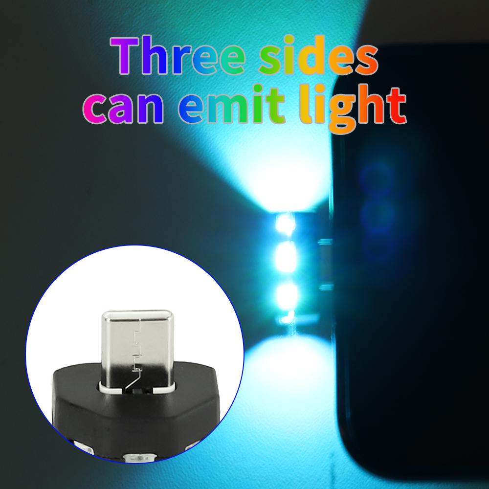 Mini Type-C LED RGB многофункциональный окружающий свет 8 цветов сменный 5 В для автомобильного компьютера и внешних аккумуляторов различных устройств