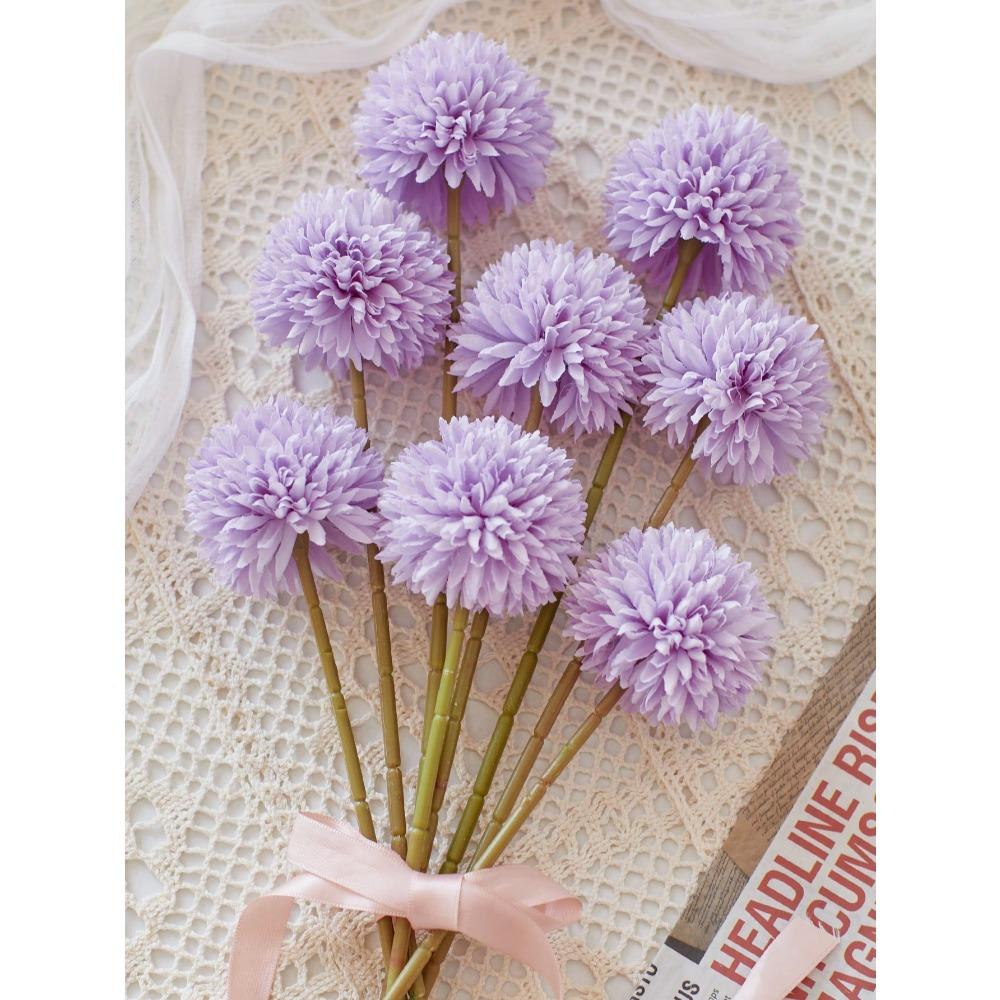 Artificial Chrysanthemum Ball Flowers Dandelion Hydrangea Arrangement Bouquet Present For Friends Bridal Wedding Bouquet Decor For Home Office