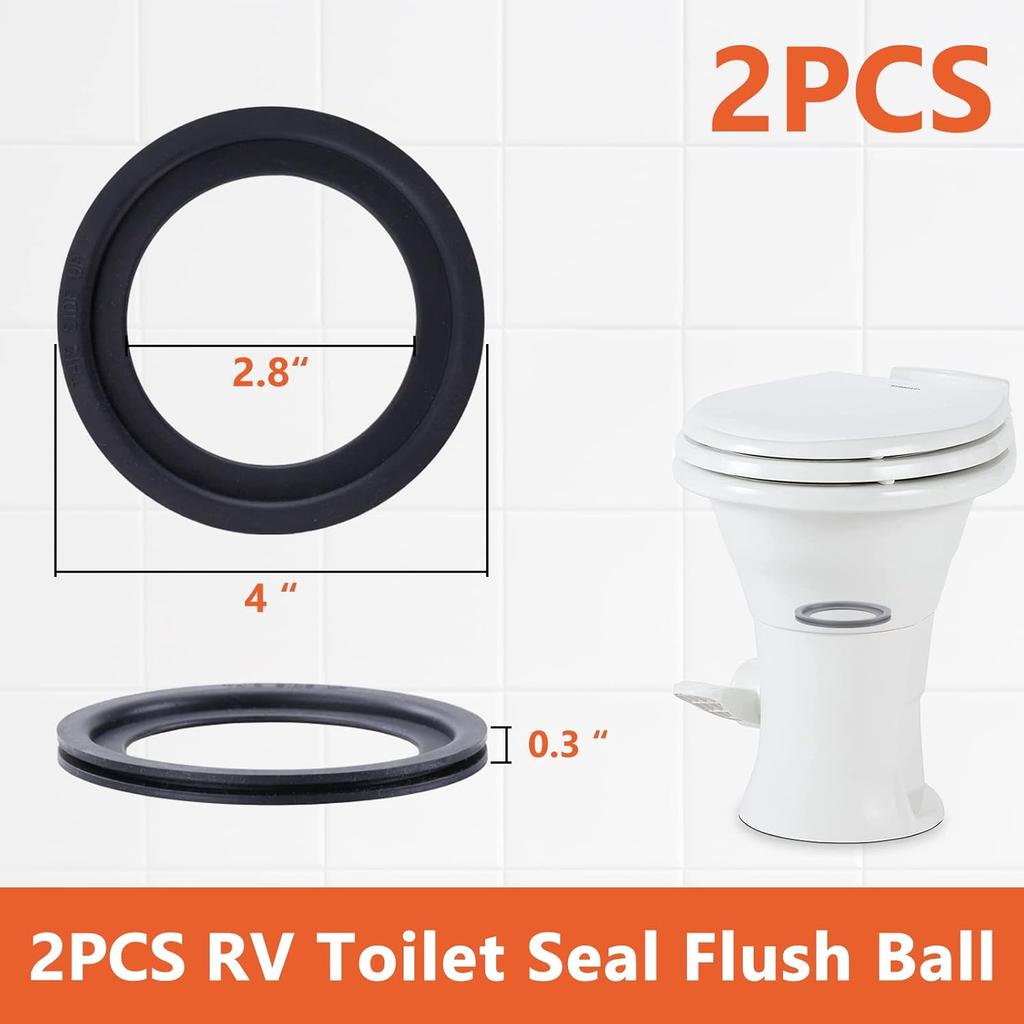 RV Toilet Seal, Flush Ball Seal for Dometics 300, 310, 320 – 385311658 Gasket Replacement Leak-Proof Toilet Rubber Seal Parts, 2 Pack