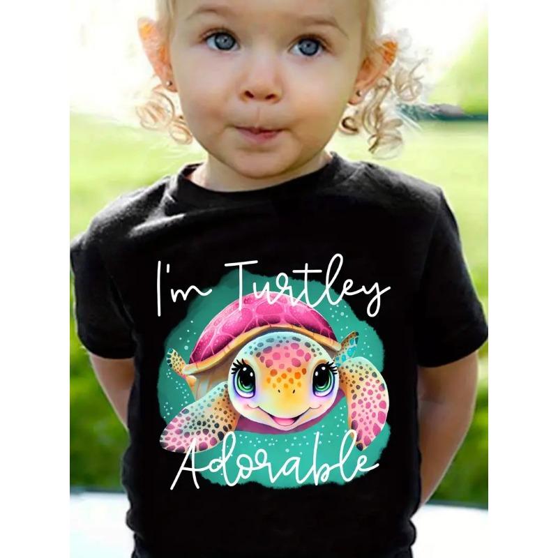 Футболка с короткими рукавами, летний наряд со стильным мультяшным принтом, милый модный топ с круглым вырезом, свободный крой, детская футболка