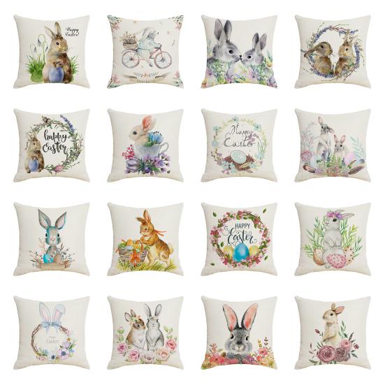 Наволочка со скрытой молнией, пыленепроницаемая льняная наволочка с изображением счастливого пасхального кролика, домашний декор, товары для дома