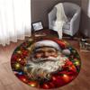 1 шт. Рождественский узор Санты, круглый коврик для дома, нескользящий моющийся ковер из волокна, мягкий удобный коврик для спальни, гостиной
