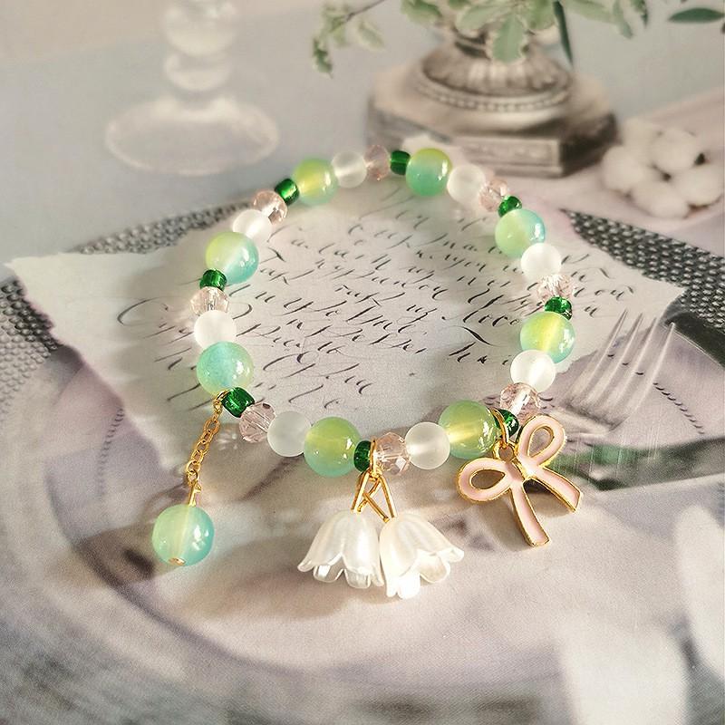 10mm Jade Crack Porcelain Bead Bracelet Single Round Gradient Wristband Students