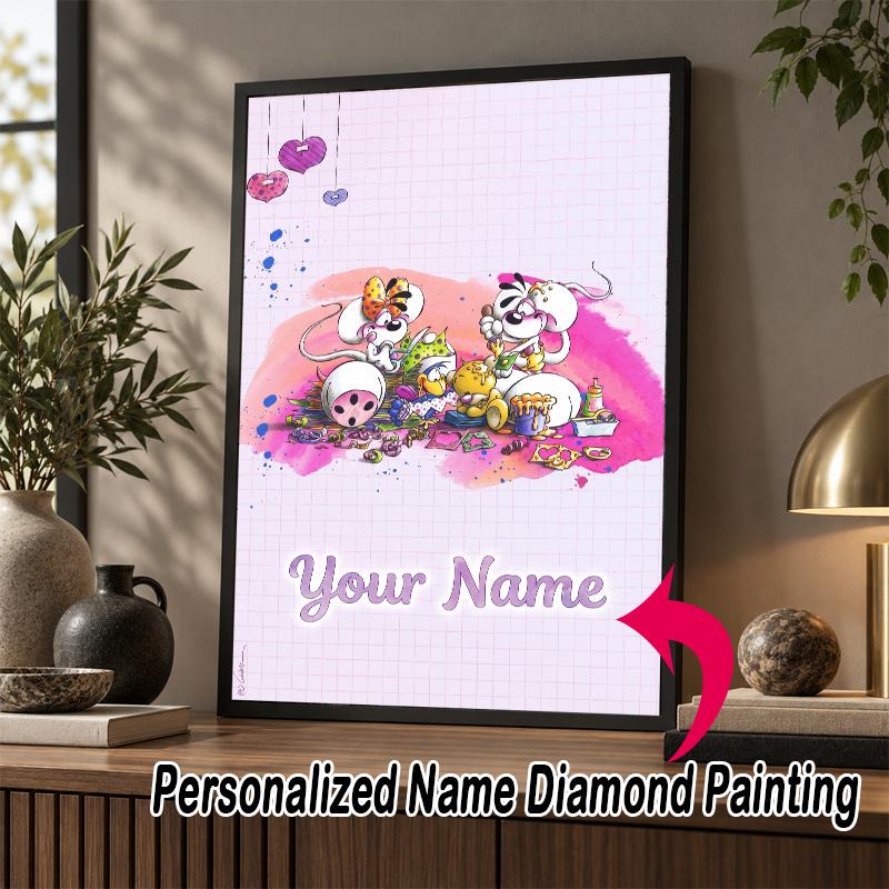 Custom Name Diddl 5D Diamond Painting Personalized Full Drill Diamond Art Kit Gift