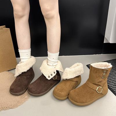 Женские мягкие эластичные зимние меховые ботинки на толстой подошве, теплые, с холодозащитной подкладкой, нескользящие, износостойкие, повседневные спортивные хлопковые ботинки