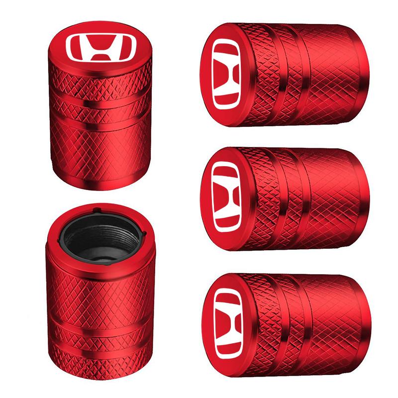 5pcs Aluminum Car Tire Valve Air Port Stem Cover Caps For Honda Fit Jazz GK5 Civic Type-R CRV Pilot Accord HRV Auto Accessories
