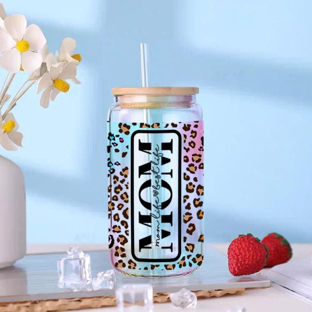 Утюг на чашку обертывания цветок мама печатные переводные наклейки на чашки УФ DTF переводная наклейка 16 унций стеклянные чашки