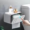 Wall Mounted Bathroom Toilet Paper Holder Paper Tissue Box Plastic Toilet Dispenser Roll Paper Storage Box Free Punching