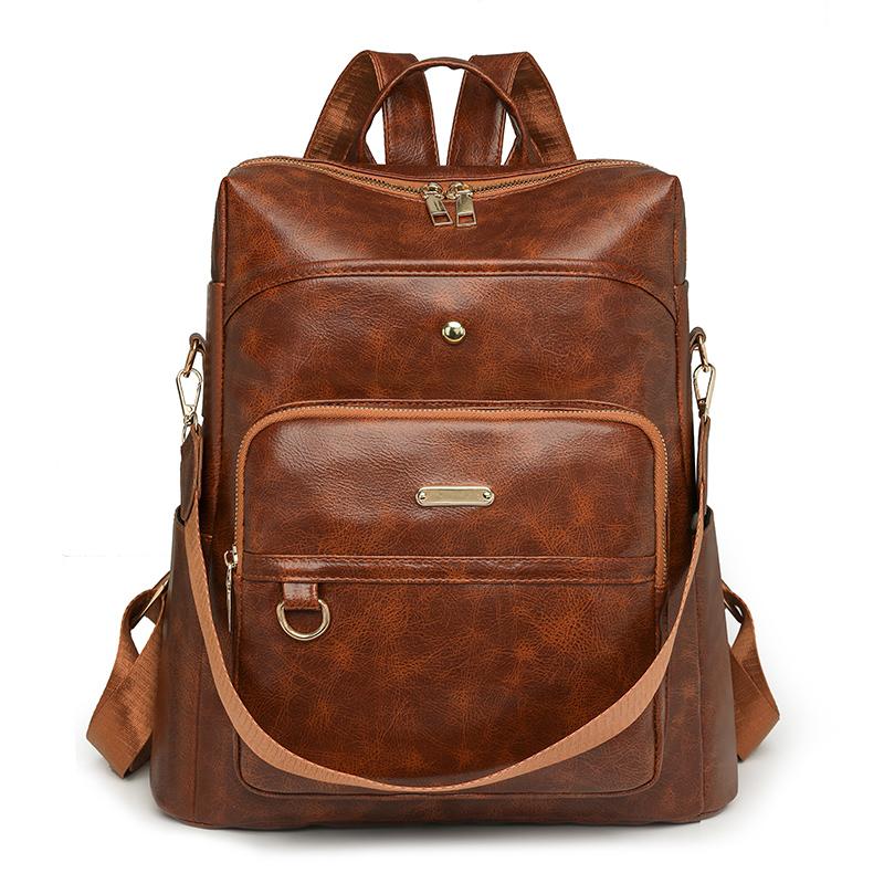 Модные винтажные дизайнерские женские рюкзаки, известный бренд, высококачественный кожаный дорожный рюкзак, женские сумки через плечо большой емкости