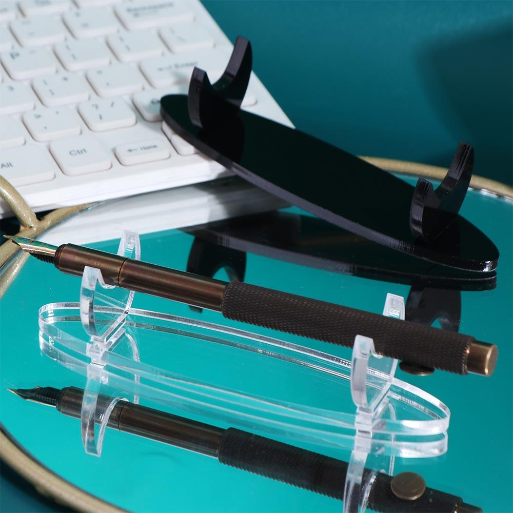 Desk Pencil Holder Pen Display Stand Clear Fountain Pen Rack Acrylic Pen Holder Makeup Brush Rack