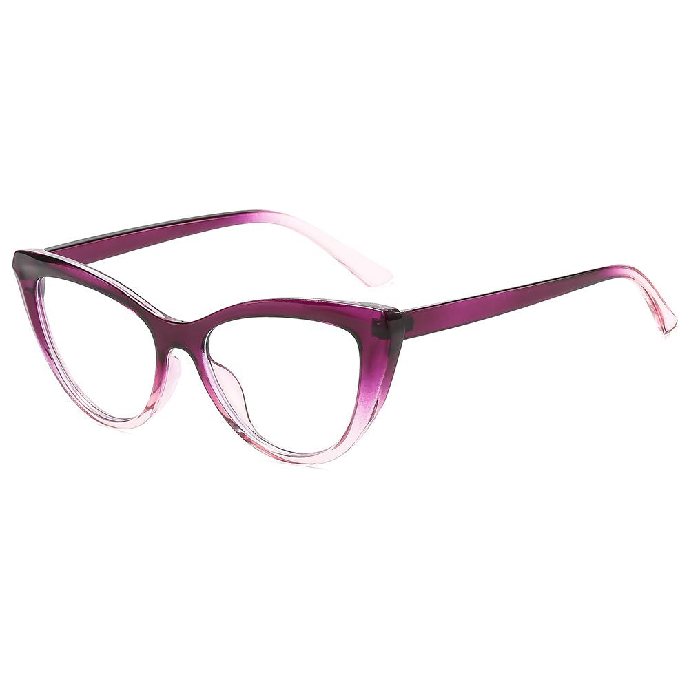 New cat eye frame glasses women plain street shot anti-blue glasses advanced sense retro Internet celebrity flat glasses