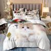 Cute Kitten Bed Cover Full Set For Girls, Single Bedding Set, Microfiber Quilt Cover With Pillowcases, Cute Little Kitten, 135x2