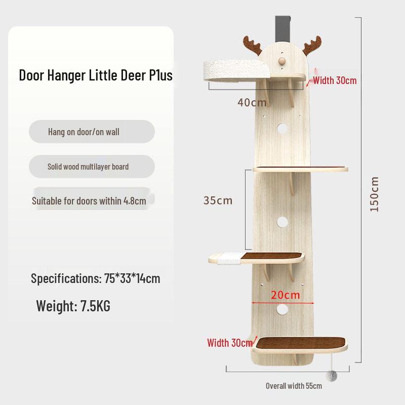 Настенное дерево-когтеточка и гамак для кошек: Компактная деревянная платформа-когтеточка и лежанка для кошек