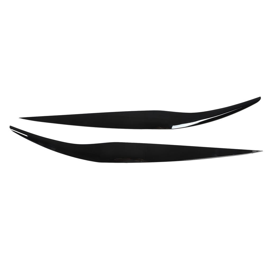 Pair Front Headlight Eyebrow Eye Lid Cover Trim Glossy Black Replacement for Ford Fiesta MK6.5