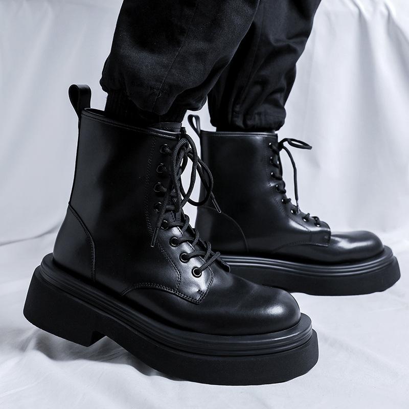 Мужские ботинки Fried Street Martin Boots 2025 года, осенне-зимние, круглые, с толстой подошвой, черные, в стиле знаменитостей из Интернета, 5012-R