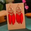 1 пара женских серег-подвесок в богемном стиле, этнические серьги с синтетическими перьями, изысканные женские серьги-подвески