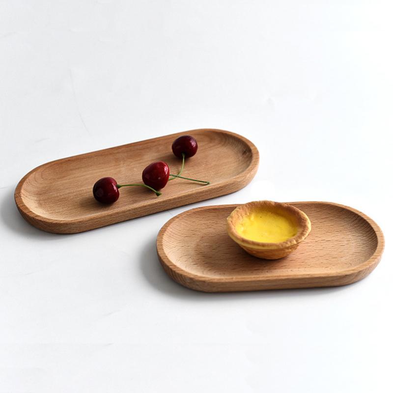 Japanese Wood Coffee Tray Oval Food Cup Trays Dessert Candy Wooden Plate Gongfu Tea Tray Kitchen Supplies