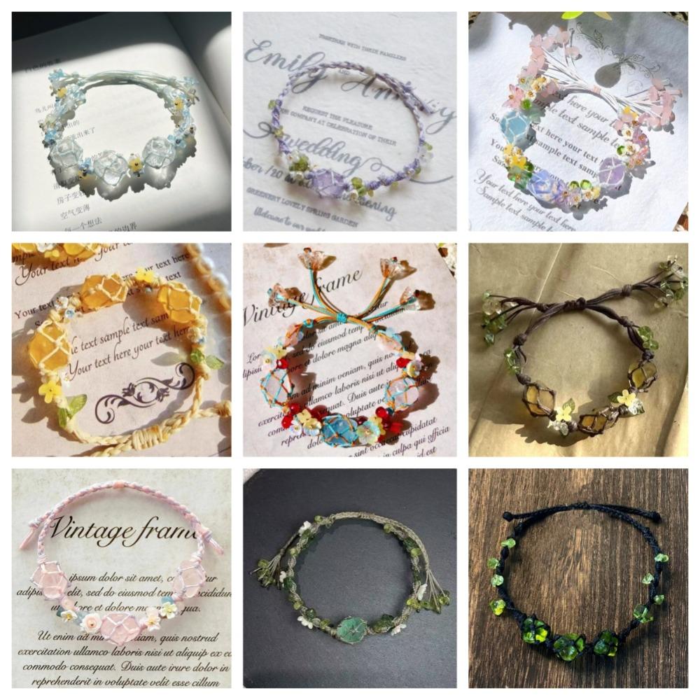 Натуральный плетеный флуоресцентный браслет, браслет из цветных камней неправильной формы, для пары