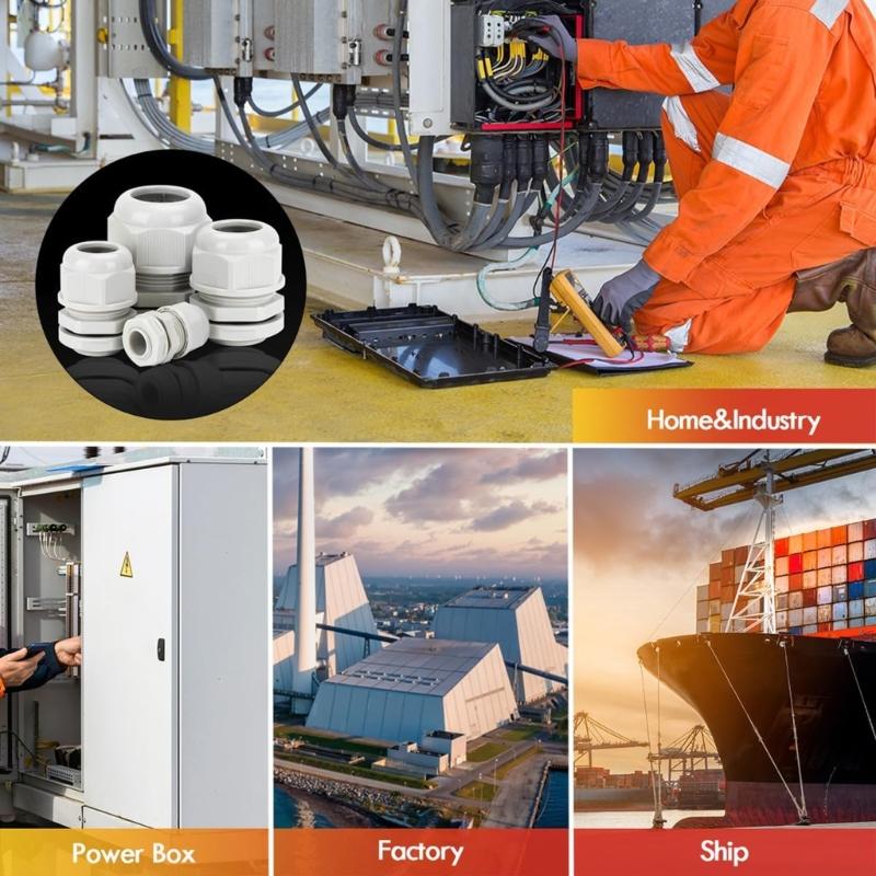 38 Pcs Outdoor Cable Gland Joints Waterproof Cable Connector Plastic Cable Grommets NPT Type Cable Fitting Easy Install