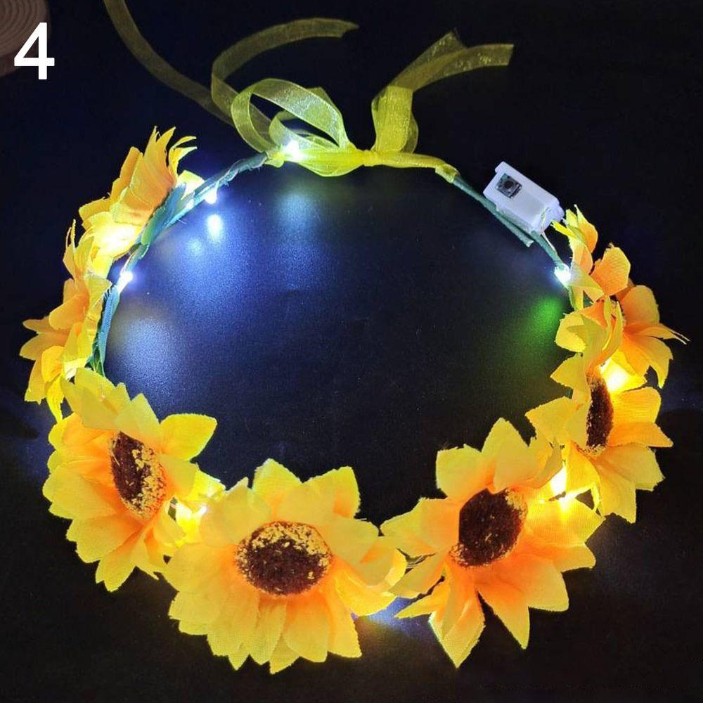 Hairband Glowing LED Wreath Halloween Crown Flower Light Up Headband Christmas Party Decoration