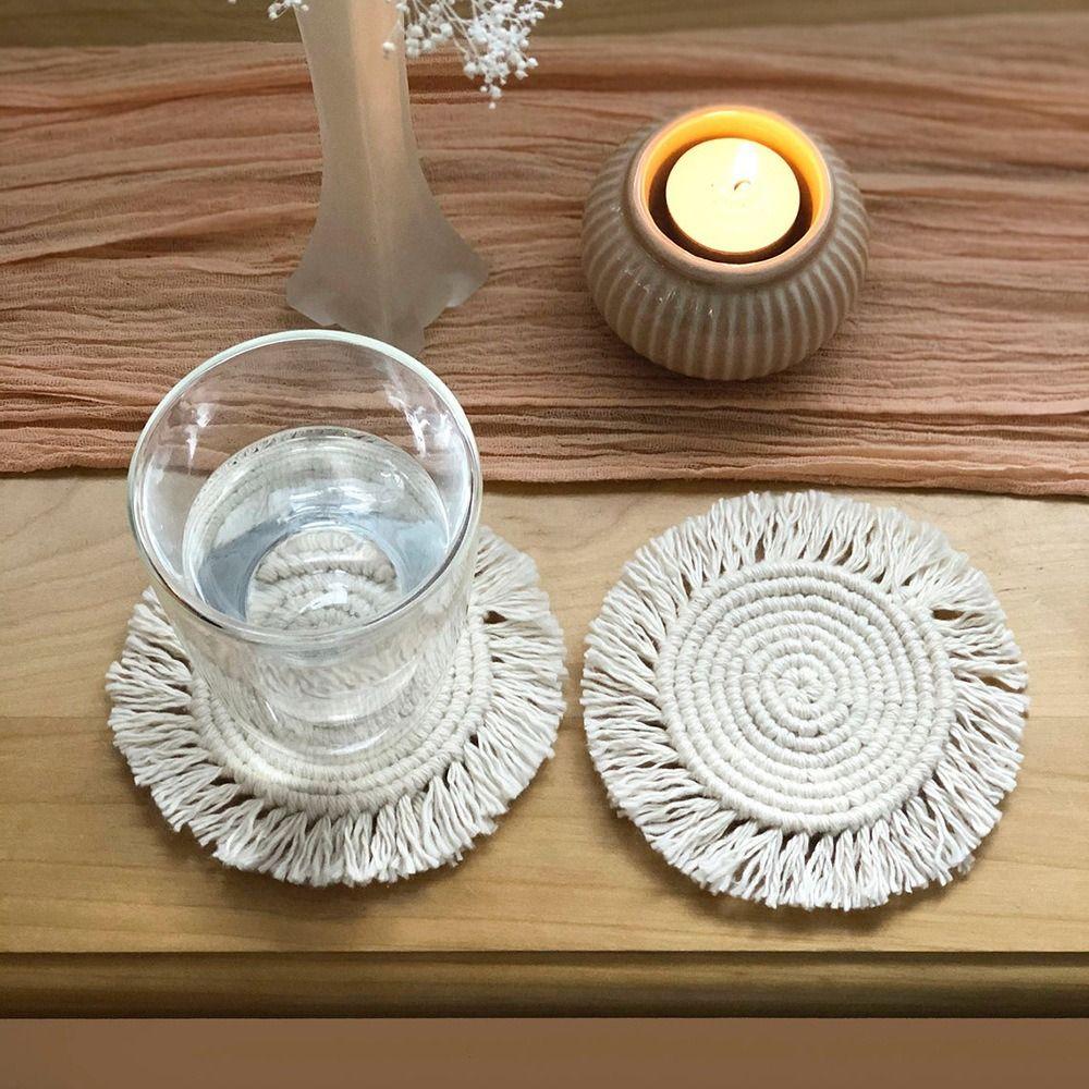 Tassels Water Cup Mat Absorbent Insulated Dining Table Mat Boho Coaster  Tabletop Protection