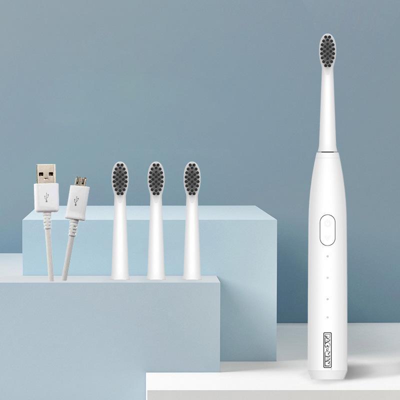 Набор электрических зубных щеток Jian: Аккумуляторные звуковые щетки для взрослых и пар, черные и белые - Бесплатная доставка