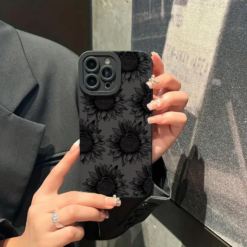 Черный чехол для телефона с рисунком подсолнуха для Xiaomi Redmi Note 14 13 12 11 Pro Plus 5G 12S 11S 11 10S 13C 13 12 4G силиконовый мягкий чехол