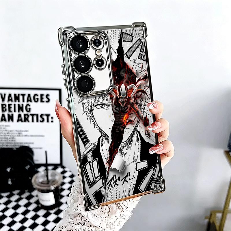 Bleach Kurosaki Ichigo Plating Phone Case For Samsung Galaxy S24 S25 FE S26 Edge S23 Ultra S22 S21 Plus S20 Anti-Fall Airabag Co