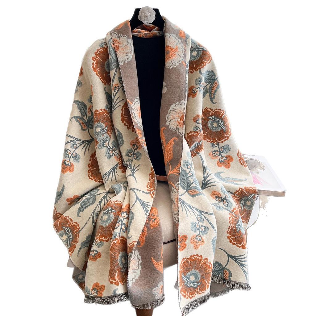 Dandelion Autumn And Winter Imitation Cashmere Scarf Women'S Winter Double-Sided Thickened Neck Protection Scarf Air Conditioner Cape