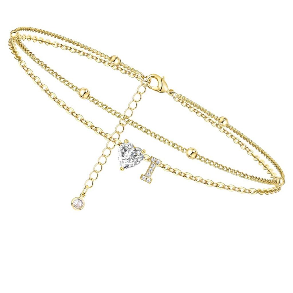 Инициал Сердце Ножной браслет Сердце Буква Ножной браслет Персонализированная монограмма Ножной браслет1 шт