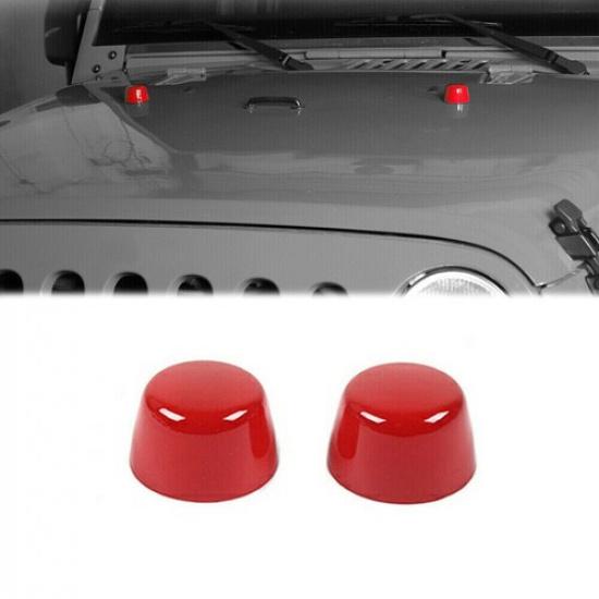 Engine Hood Rubber Head Decor Cover 2* For Jeep Wrangler JK 2007-2018 Bright Red