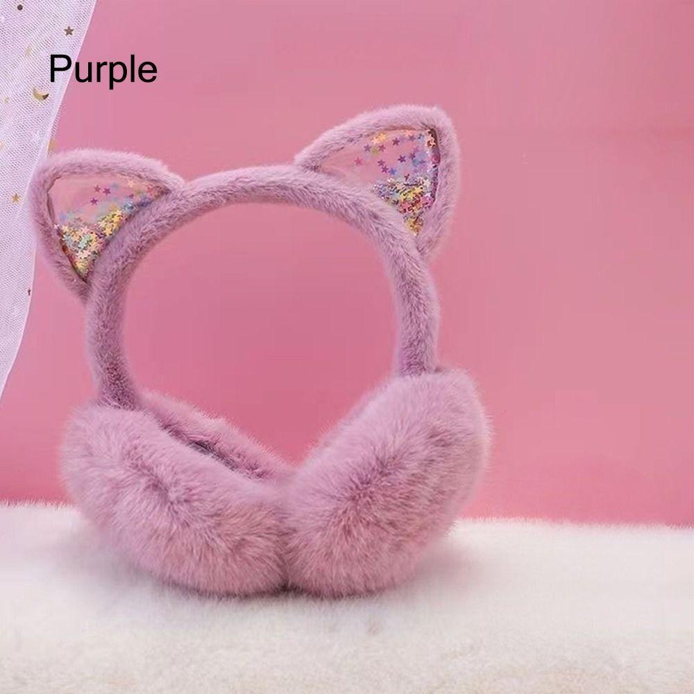 Cute Animal Earmuffs Soft Warm Cat Ears Ear Warmers Women Girls Foldable Winter Ear Covers Outdoor Furry Fleece Earmuffs