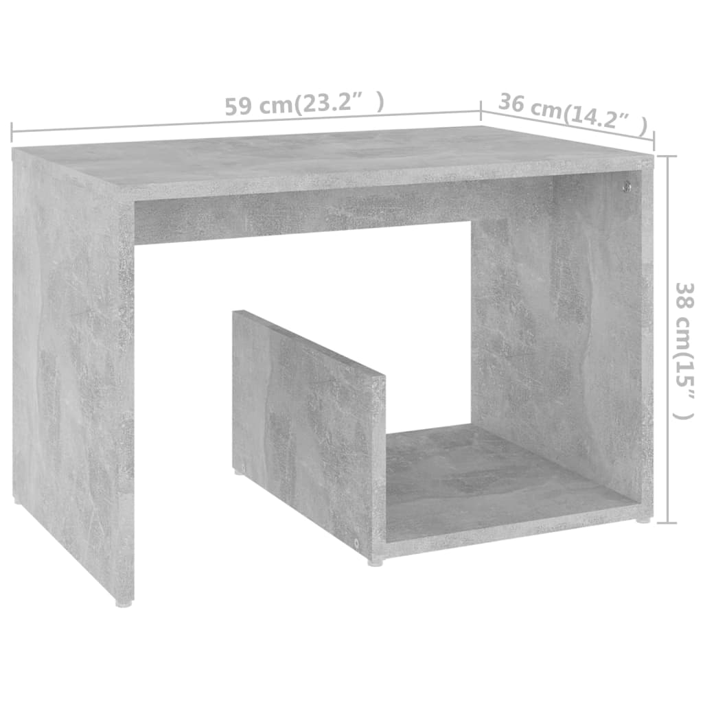 Vidaxl Stolik, Szarość Betonu, 59X36X38 Cm, Materiał Drewnopochodny