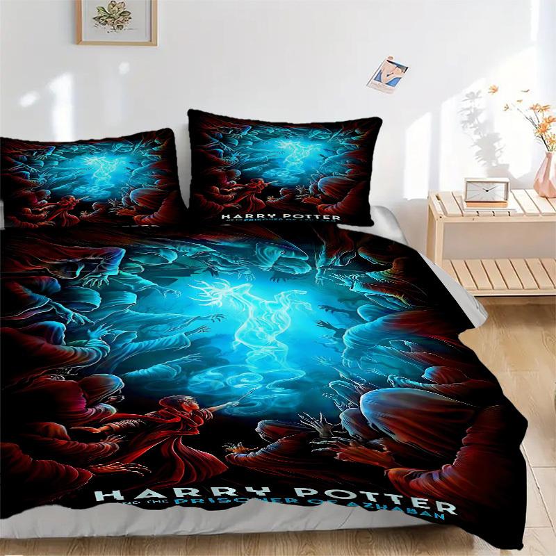 3pcs Harry Potter Bedding Set, Soft Polyester Duvet Cover and Pillowcases Machine Washable Seasons all suitable 09