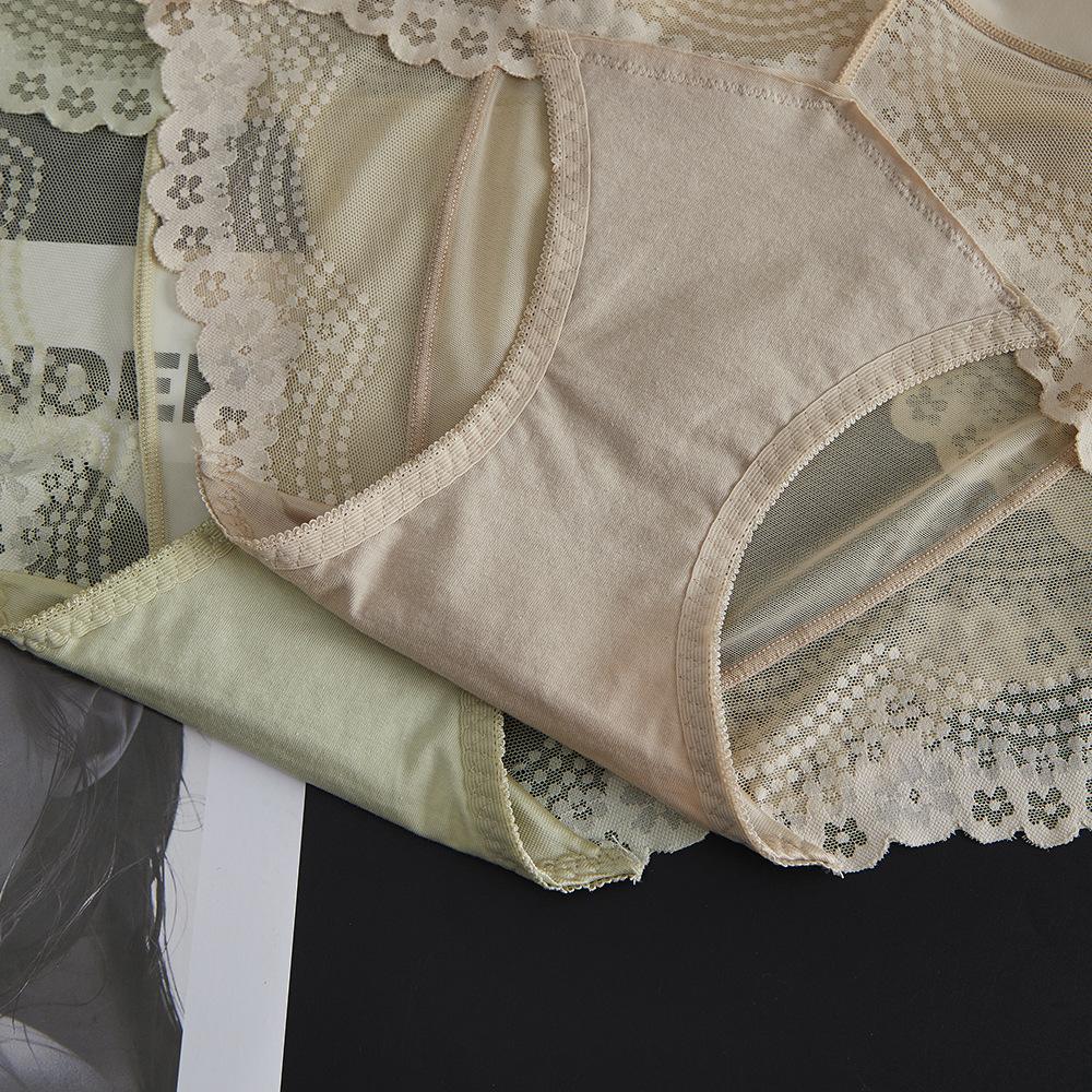 Женские трусы, кружевные, сексуальные, дышащие, бесшовные, из ледяного шелка, с высокой талией, атласное нижнее белье большого размера