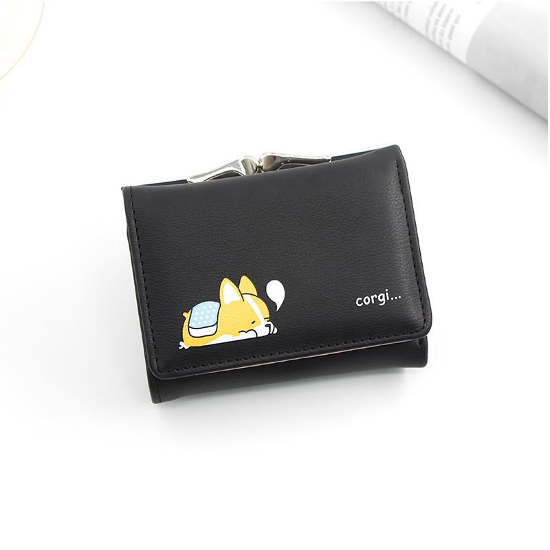 Cute Anime Inspired Short Wallet Pu Material With Three Fold Design For Women