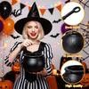 Retro Mirror Ball Set Halloween Disco Bubbling Witch Cauldron Kit, Kettle with 40 Balls 2 Spider Web Party Props Light Strings Webs Fake 100 Adhesive