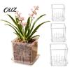 Clear Acrylic Orchid Pot Planter with Saucer, Square Plant Transparent Flower Drainage Holes, Flowerpot for Phalaenopsis, Seedings Durable Gardening