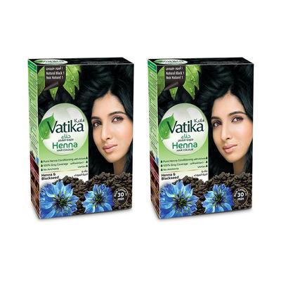 Краска для волос хна - Натуральный черный Упаковка из 2 штук - Vatika Naturals
