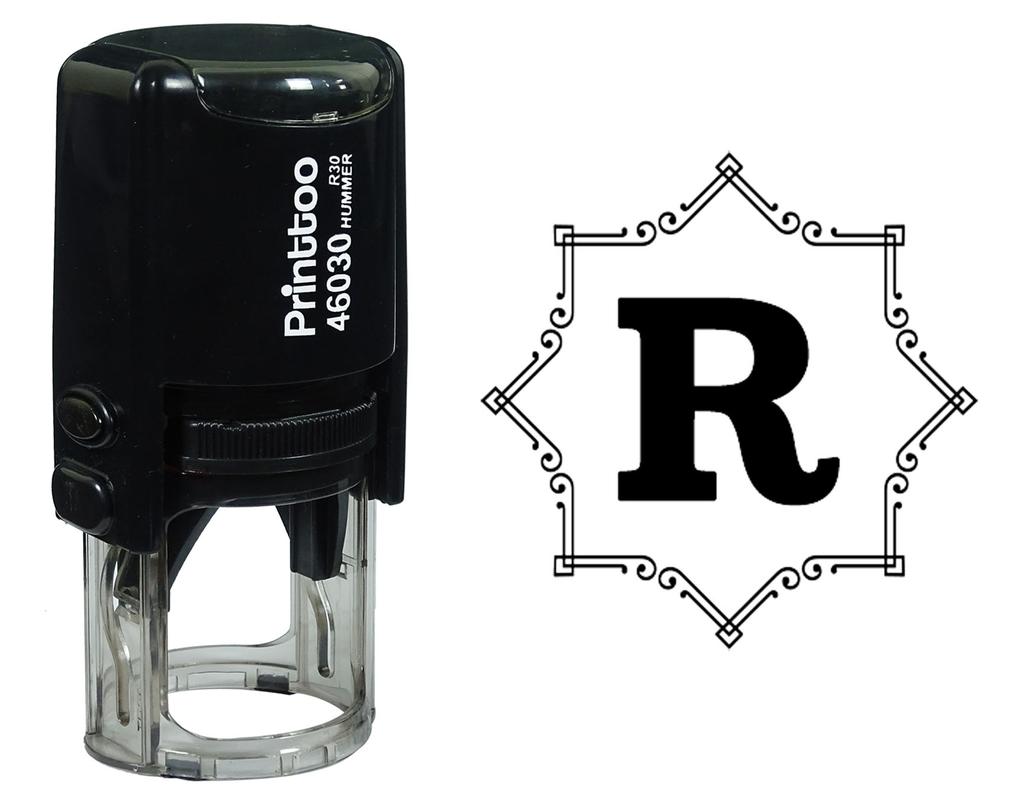 Printtoo Octagon Celtic Swirl Frame Alphabet R Monogram Self Inking Rubber Stamp Office