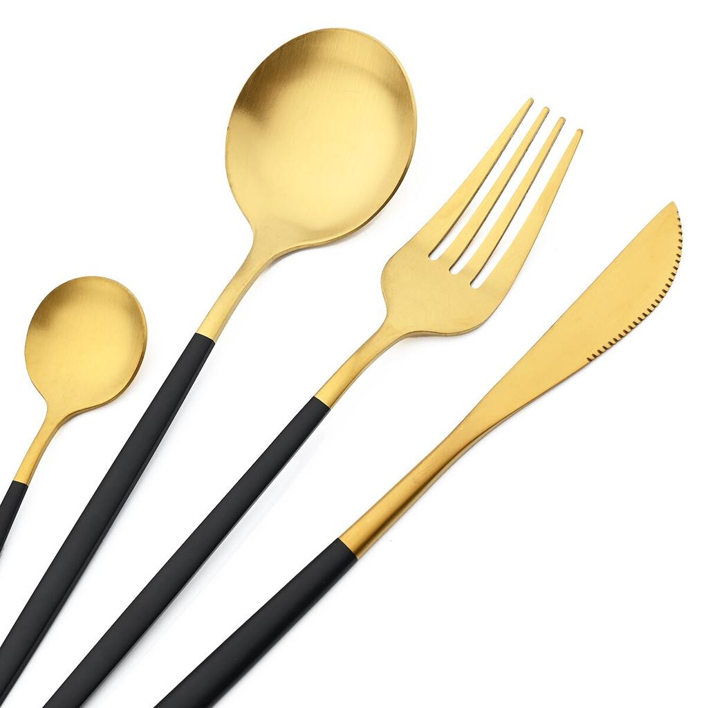 36 шт. Золотая посуда из нержавеющей стали, посуда, набор столовых приборов в западном стиле, ножи, вилка для торта, чайная ложка, столовые приборы, кухонное серебро