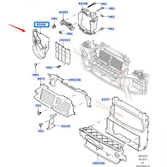 Передняя решетка интеркулера LR100428/LR100426 для Range Rover 2018 года