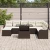 9-piece Garden Sofa Set with Brown Poly Rattan Cushions, 2-seater Garden Sofa with Cushions 3348514