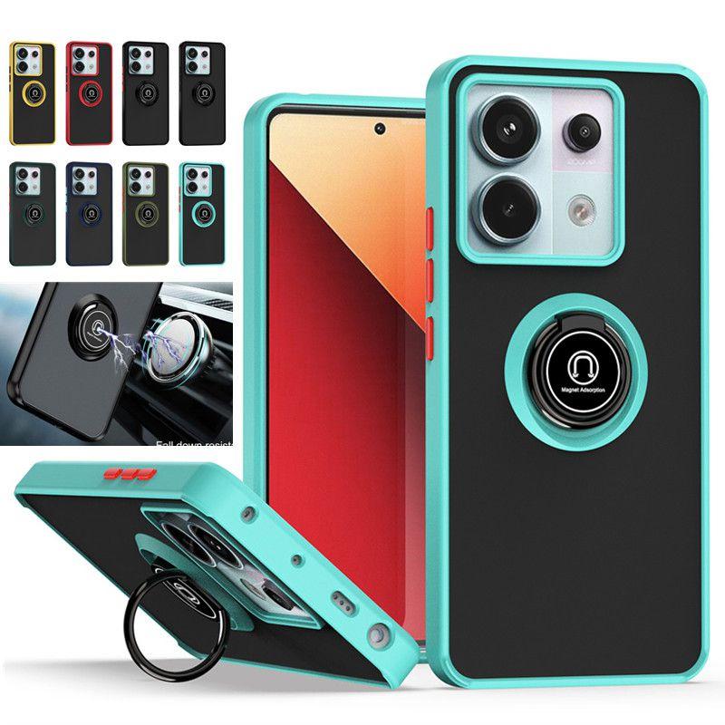 Матовый защитный чехол для Xiaomi Poco F6 Pro F5 X6 X5 M6 M5 M4 5G, чехол-кольцо с магнитным держателем, подставкой, противоударным чехлом