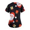 Women's Fashion V-neck Short Sleeve Workwear With Pockets Christmas Printed Tops