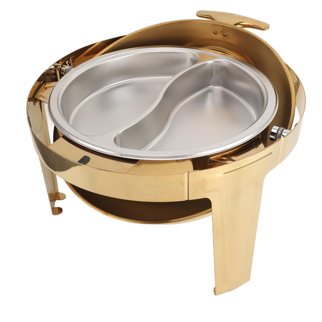 Набор для буфета с подогревом 6 л из нержавеющей стали с подогревом на спирту, круглый, для кейтеринга, с поддоном для еды