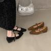 Fashion Shoes Woman Flats Square Toe Shallow Mouth Low Heels Dress Summer New Comfortable Retro Mary Janes Retro Woman Shoes Shallow